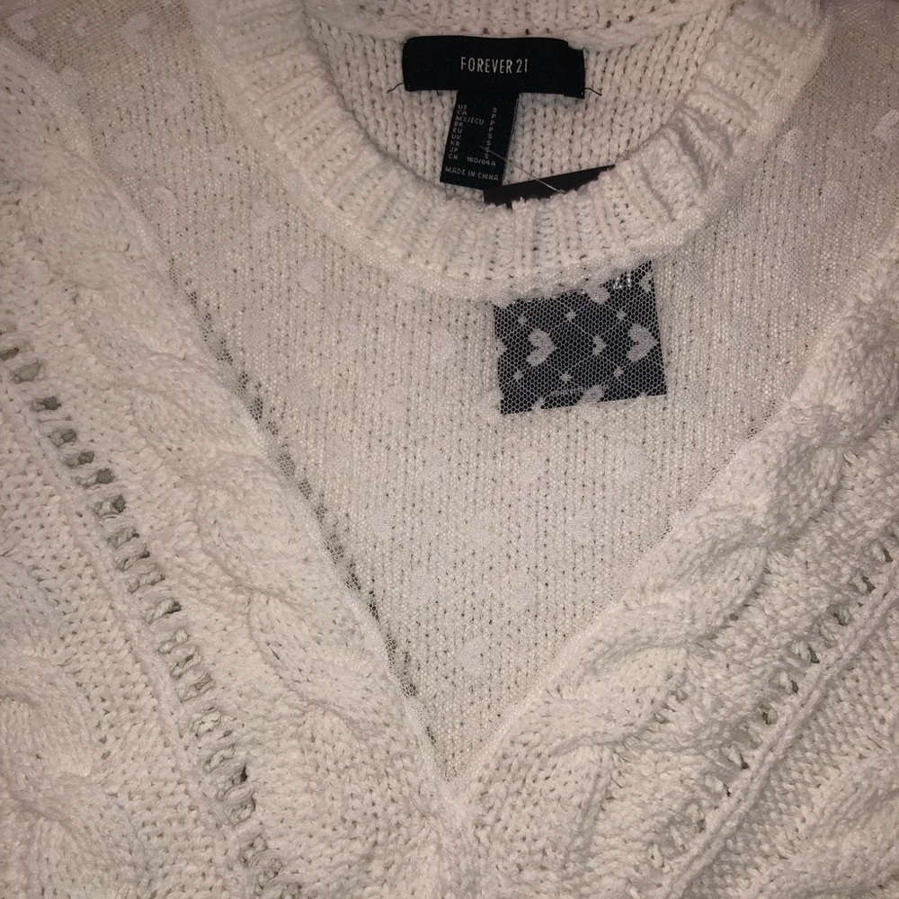 Heart Print Mesh Cable Sweater - Picture 2 of 5